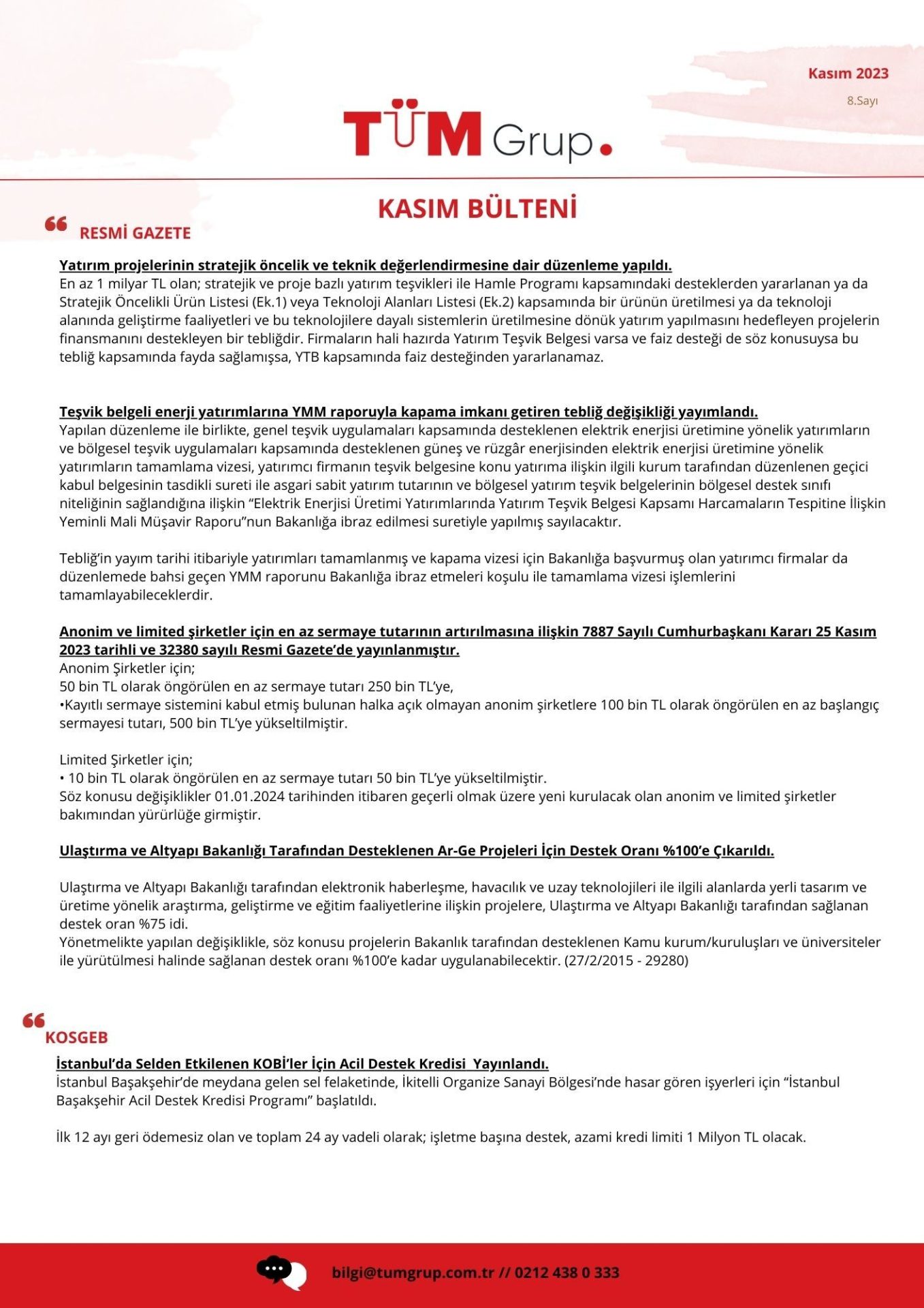 2023 Kasım Bülteni / 8. Sayı